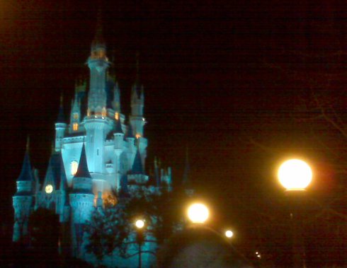 Cinderella's castle changed colors many times during the fireworks display