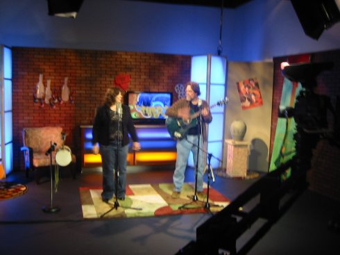 On the set. We recorded 7 songs for Bill's station and the DVD